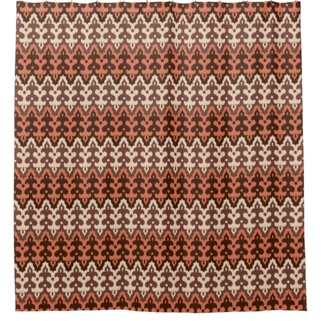 marokkanischer Ikat Damask, Brown, Taupe & Rust Duschvorhang (Vorderseite)