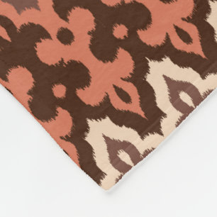 marokkanischer Ikat Damask, Brown, Taupe & Rust Fleecedecke