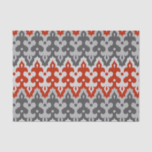 marokkanischer Ikat Damask, Grau und Rot Seidenpapier