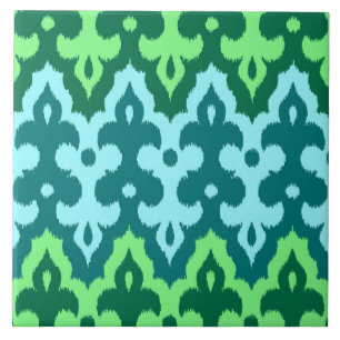 marokkanischer Ikat Damask, Türkis & Jade Green Fliese