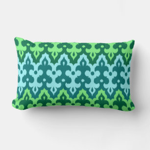 marokkanischer Ikat Damask, Türkis & Jade Green Lendenkissen