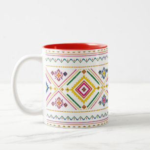 Marokkanischer Muster-Mug Boho Stammes-Geometrie Zweifarbige Tasse