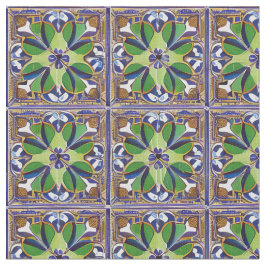 Marokkanischer Stil Blau & Grün Fliesenmuster Easy Stoff