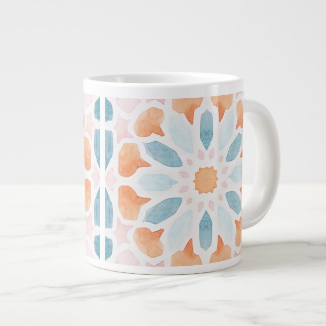 marokkanischer Stil in Blau und Orange 2 Jumbo-Tasse (Vorderseite Rechts)