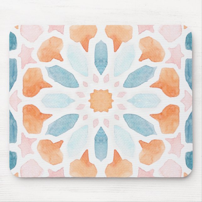 marokkanischer Stil in Blau und Orange 2 Mousepad (Vorne)