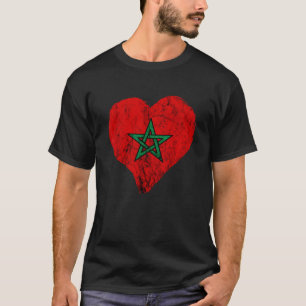 Marokkanischer Stolz Herz Marokkanische Flagge Mar T-Shirt