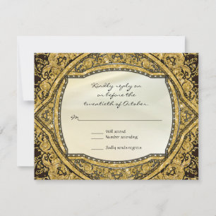 Marokkanischer Swirl Scroll Gold Glitzer Hochzeit RSVP Karte