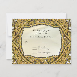 Marokkanischer Swirl Scroll Gold Glitzer Hochzeit RSVP Karte