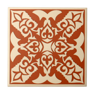 Marokkanischer Tile, Coral Orange & Pastel Apricot Fliese