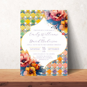 Marokkanischer Tiles farbenfroher Floral QR Code Einladung