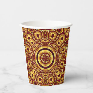Marokkanisches Boho-Rot-Gold-Abstraktes Muster Pappbecher