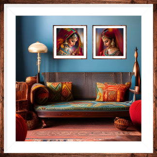Marokkanisches Dekor Zimmer Rot Blau Gold Orange Poster