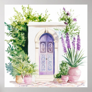 Marokkanisches Dorf Wasserfarbe Boho Poster