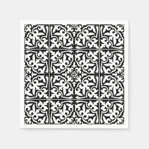 Marokkanisches Fliesen - schwarz mit weißem Hinter Serviette