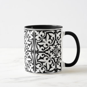 Marokkanisches Fliesen - schwarz mit weißem Hinter Tasse