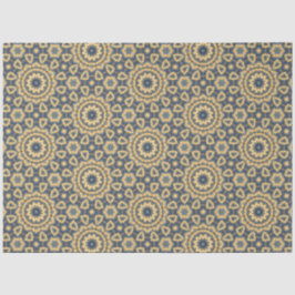 marokkanisches Fliesendesign in Blues und Gelb Seidenpapier