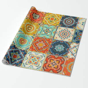 marokkanisches Fliesenmosaik-Illustrationsmuster Geschenkpapier
