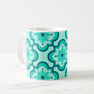 Marokkanisches Fliesenmuster, Aqua und Türkis Tasse