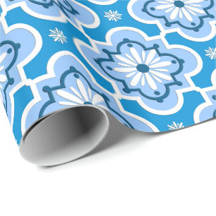 Marokkanisches Fliesenmuster - Blau und Weiß Geschenkpapier
