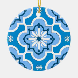 Marokkanisches Fliesenmuster - Blau und Weiß Keramikornament