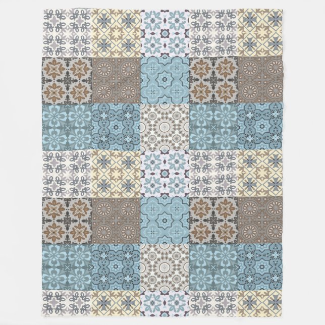 marokkanisches Fliesenmuster Fleecedecke (Vorderseite)