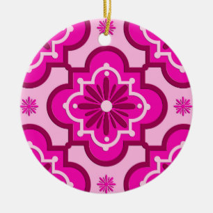Marokkanisches Fliesenmuster - Fuchsia Pink Keramikornament