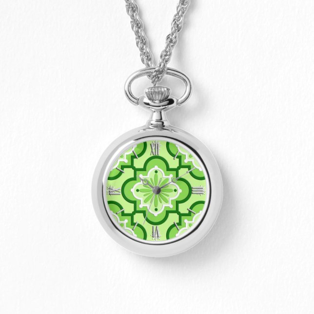 marokkanisches Fliesenmuster - Lime Green Armbanduhr (Vorderseite)