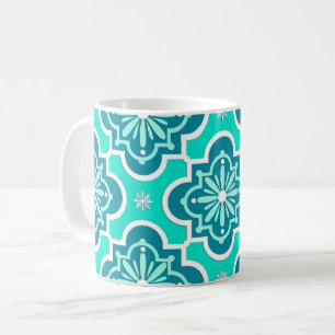 marokkanisches Fliesenmuster - türkis und Aquamari Tasse
