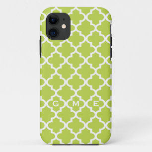 Marokkanisches Frischkalk, grüne Kachel, 3 Monogra iPhone 11 Hülle