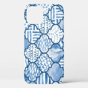 marokkanisches geometrisches, wasserfarbenes Muste Case-Mate iPhone Hülle