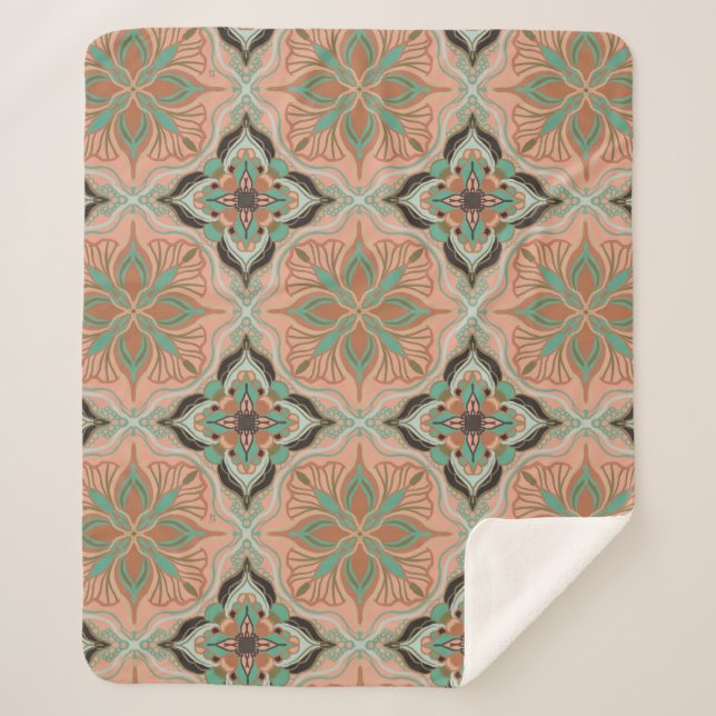 Marokkanisches Gewässer Rosa Blüte Sherpadecke (Vorderseite)