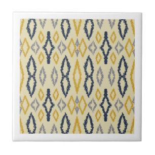 Marokkanisches Ikat Blue Yellow Pattern Fliese