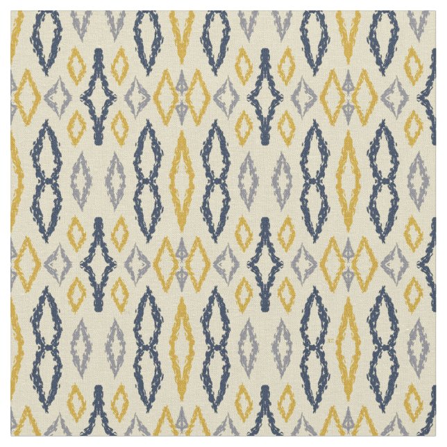 Marokkanisches Ikat Blue Yellow Pattern Stoff (Nahaufnahme)