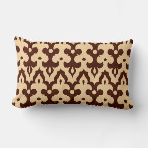 marokkanisches Ikat Damask Muster, Braun und Tan Lendenkissen