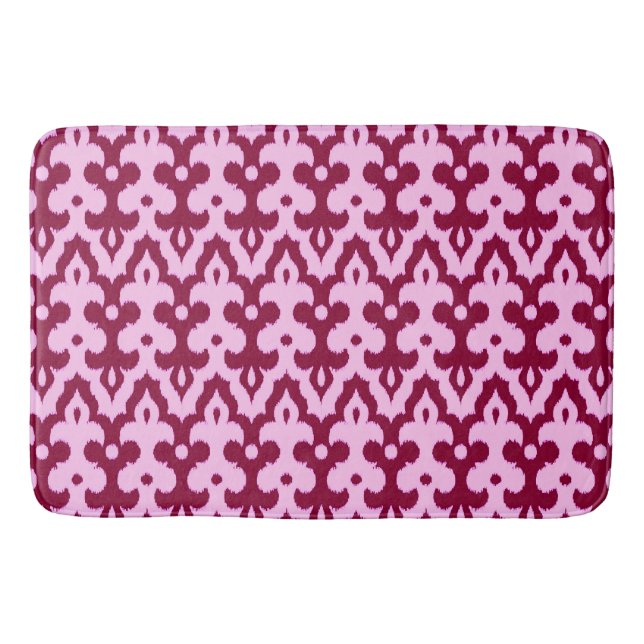 marokkanisches Ikat Damask Muster, Burgund und Ros Badematte (Vorderseite)