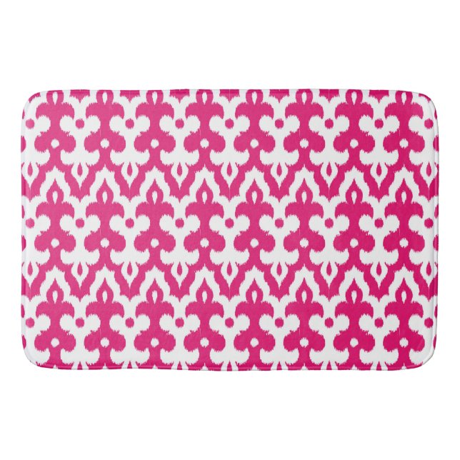 marokkanisches Ikat Damask Muster, Fuchsia Pink &  Badematte (Vorderseite)