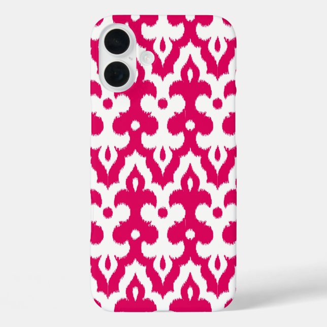 marokkanisches Ikat Damask Muster, Fuchsienrosa &  Case-Mate iPhone Hülle (Rückseite)