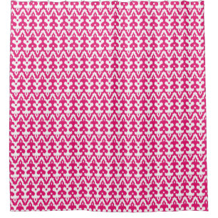 marokkanisches Ikat Damask Muster, Fuchsienrosa & Duschvorhang