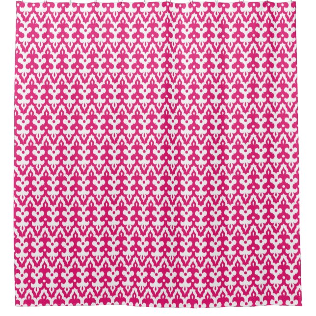 marokkanisches Ikat Damask Muster, Fuchsienrosa &  Duschvorhang (Vorderseite)