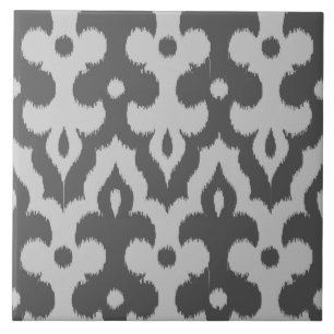 marokkanisches Ikat Damask Muster, Grau-Schatten Fliese