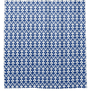 marokkanisches Ikat Damask Muster, Kobalt Blau & W Duschvorhang