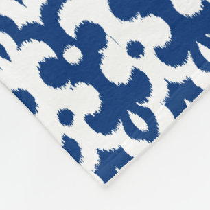 marokkanisches Ikat Damask Muster, Kobalt Blau & W Fleecedecke