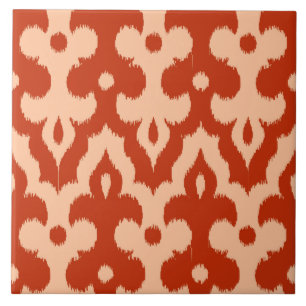 marokkanisches Ikat Damask Muster, Mandarin Orange Fliese