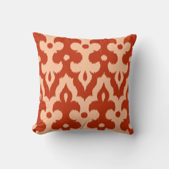 marokkanisches Ikat Damask Muster, Mandarin Orange Kissen (Vorderseite)