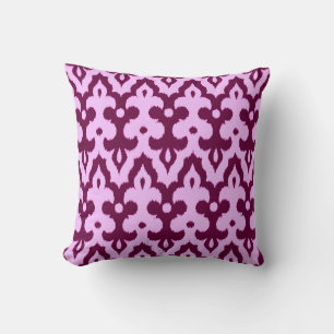 marokkanisches Ikat Damask Muster, Pflaume und Orc Kissen