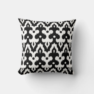 marokkanisches Ikat Damask-Muster, schwarz-weiß Kissen