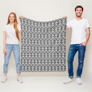 marokkanisches Ikat Damask Muster, Silbergrau / Gr Fleecedecke