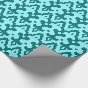 marokkanisches Ikat Damask Muster, Türkis und Aqua Geschenkpapier