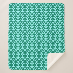 marokkanisches Ikat Damask Muster, Türkis und Aqua Sherpadecke