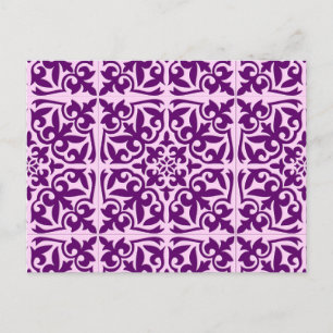 marokkanisches Kachel - lila und orchid Postkarte
